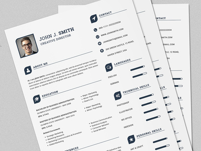 the power resume cv full set print template by daniel e graves