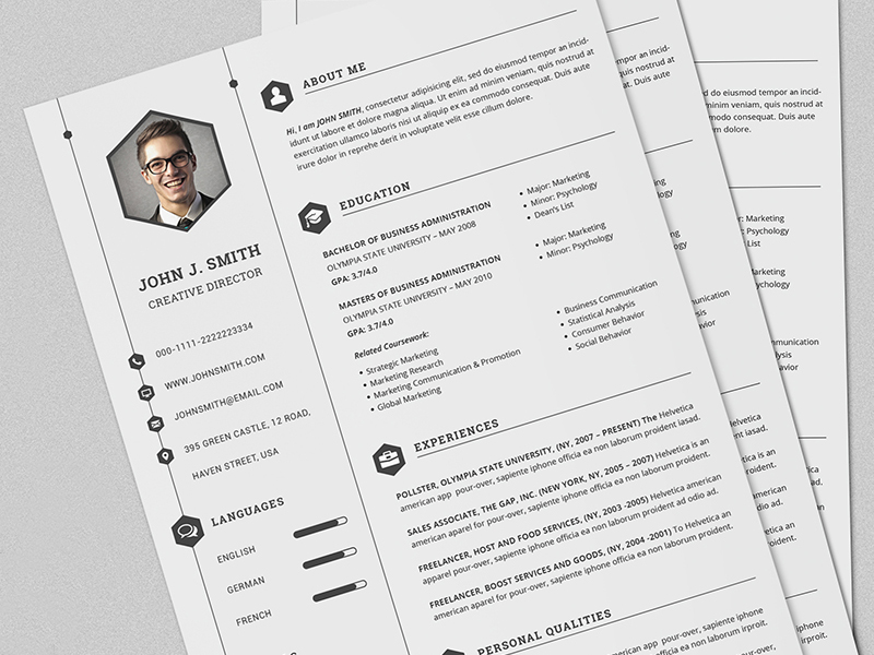 cv  resume set full print template with ms word by daniel e graves