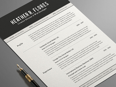 2 Pages Full Resume Set | CV Print Template cover letter cv template microsoft portfolio print ready printable reference letter resume design resume template swiss style us letter resume word resume