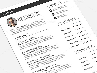 Swiss Style Resume/CV Full Set Template a4 cv design cv template microsoft print ready printable resume design resume template swiss style us letter us letter resume word resume