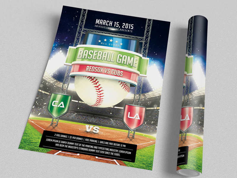 Baseball Game Flyer Print Template PSD - 2 Sizes baseball flyer baseball game flyer sports flyer game night mlb monday night yankees american sport ball baseball champions championship