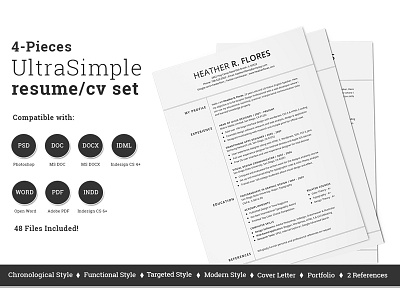4 Pieces Resume/CV Set Print Template