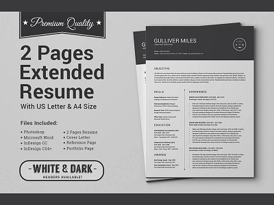 2 Pages Resume CV | Extended Pack 2 pages resume 3 pages resume cover letter diy resume template elegent hipster resume mens resume microsoft pro resume reference letter word resume
