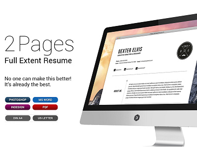 2 Pages Full Extent Resume CV 2 pages resume 3 pages resume a4 resume cv cover letter diy resume template elegent hipster resume mens resume pro resume reference letter word resume