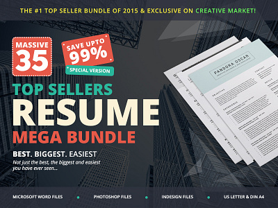 #1 Top Sellers Resume Mega Bundle cover letter cv template mega bundle mega offer mega pack resume cv mega template microsoft resume design resume template us letter us letter resume word resume