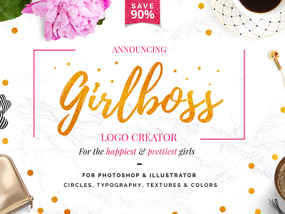 Sale! GIRLBOSS Logo Creator creative fashion female font girlboss haute chocolate hote logo creator modern shine sparkling vectors