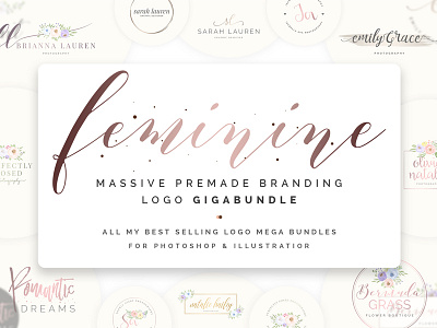 Feminine Massive Premade Branding Logo Gigabundle branding bundle creator dream giga girlboss hote ladyboss logo mega premade