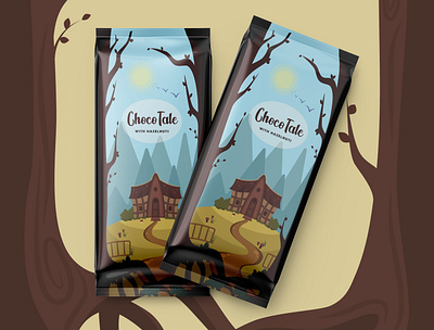 ChocoTale chocolate design forest house illustration illustrator mockup mountain packaging tale vector illustration