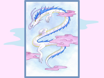 Chinese dragon aquarelle chinese cloud clouds dragon drawing illustration liner painting sky watercolor