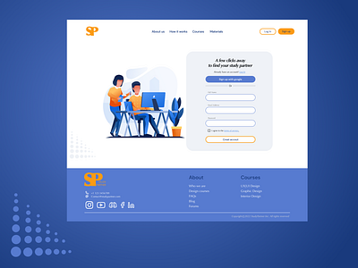 SignUp page design design school log in login school sign up sign up page signup study study partner typography ui user experience user interface ux web web design web page website website design