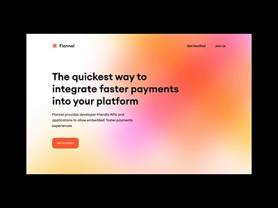 Flannel desktop fintech gradient motion payments shopping ui website