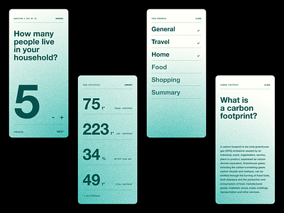 Carbon Footprint Offset Calculator design environment flat gradient graphic design green mobile sustainability ui ux