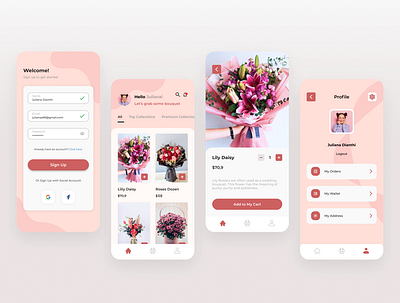 Ecommerce Flower bouquet design ecommerce flowersbusiness pink ui uidesign