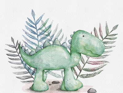 Watercolor Dinosaur digital watercolor dinosaur illustration procreate
