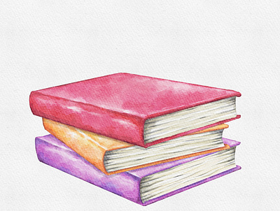 Watercolor Stack Of Books books digital watercolor illustration procreate