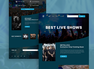 Live Shows & Music Guide archive band celebrities concert concert poster dark theme design events live memories music musician news organizer photo photography ui ux videos web