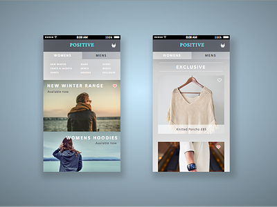 Positive clothing design interface iphone mobile