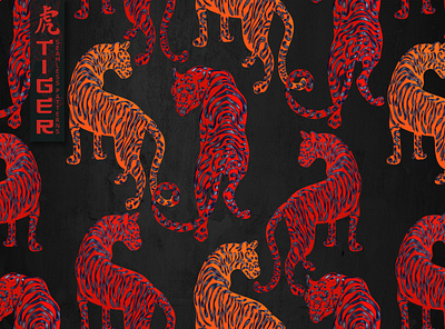 TIGER PRINTS artwork black design fabric fabric design fashion fashion design illustration pattern pattern art