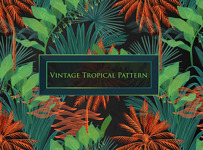 Vintage tropical pattern artwork black design fabric fabric design fashion fashion design illustration pattern pattern art