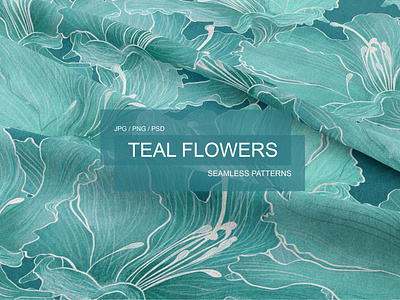 TEAL FLOWERS seamless patterns