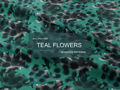 TEAL FLOWERS seamless patterns