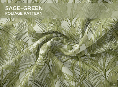 Sage-green foliage pattern lush foliage tropical forest