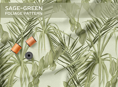 Sage-green foliage pattern monogamma