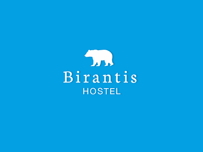 Birantis Hostel bear blue logo hostel logo lithuania logo vilnius