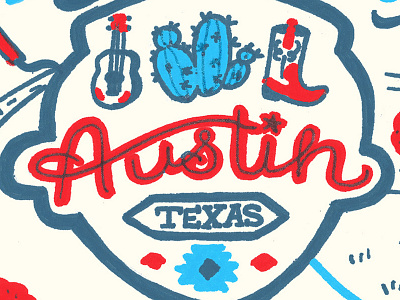 Austin Map austin handlettering lettering southwest texas tx typography