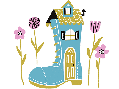 The Woman Who Lived In A Shoe boot house houses illustration nursery rhyme shoe
