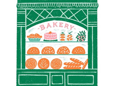 Bakery Window Display bakery bakery case boulangerie bread dessert illustration window display