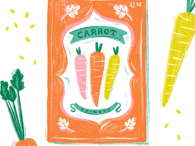 Rainbow Mix Carrots carrots gardening illustration organic packaging illustration produce rainbow seed pack seed packet seeds vegetables