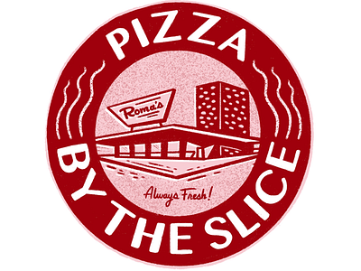 Pizza By The Slice building coaster pizza restaurant retro slice