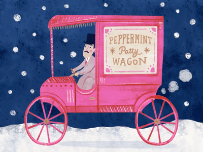 Peppermint Patty Wagon animation automobiles dapper gif paddy wagon peppermint pink snow snow scene transportation travel wagon