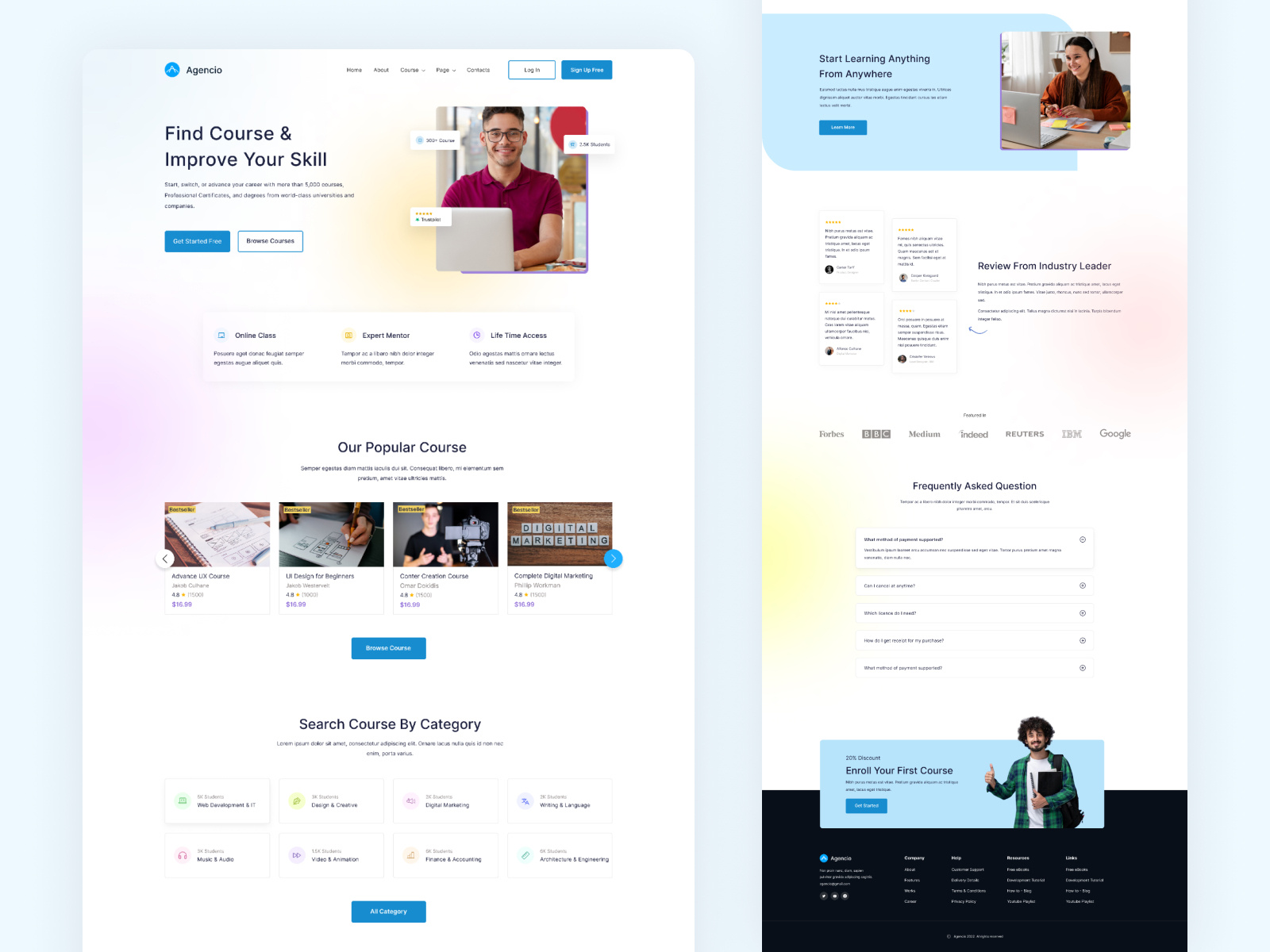 E-learning Landing Page by Tanvir Ahmed on Dribbble