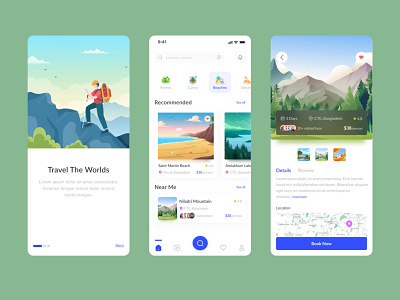 Travel App Design app design app ui details page home home page mobile app onboarding travel travelling ui ux