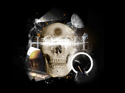 skull collage website art collage design graphic design illustration