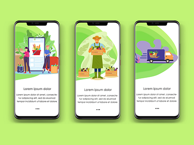 Vegetable App ui design vegetable illustration walkthrough screen