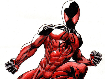 Scarlet Spider(Kaine Parker) character comic art cool art fan art hand drawn illustration inking painting sketching spiderman