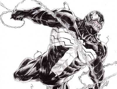 Venom character comic art cool art fan art hand drawn illustration inking venom