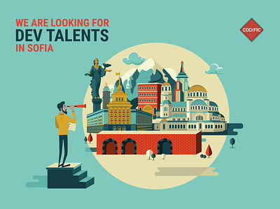Looking for Talents - Illustration adobe illustrator architecture architecture design buildings design flat illustration illustrator sightseeing vector