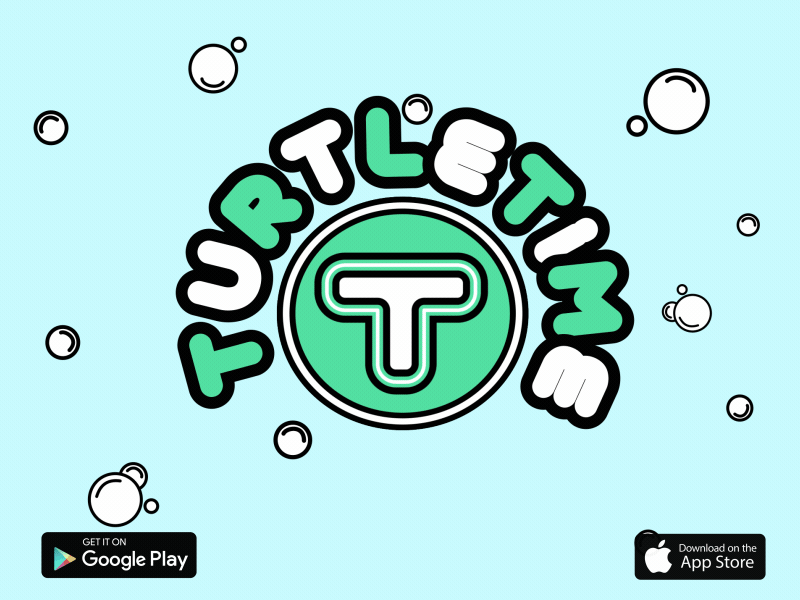 Turtle Time advertisement animation app bubbles marketing startup turtle water