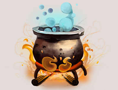 Witch Cauldron game art game design game prop gameasset gameicon games hand drawn icon photoshop