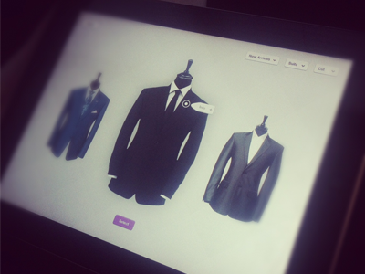 The 'Suit selector' shot carousel clean fashion interactive ios ipad minimal screenshot tailoring