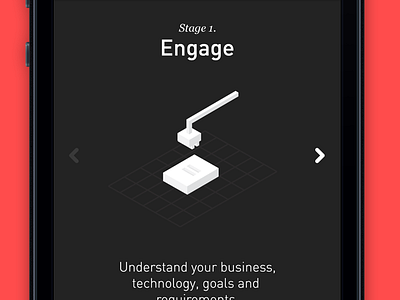 Animations & interactive carousel (VIDEO) animation carousel concept dark grey grid illustration interaction ios iphone isometric steps ui white