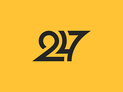 247 247 clean logo numbers round service sharp symbol typography