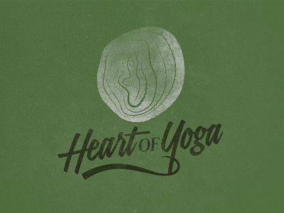Heart of Yoga draft heart letterpess logo tree pose wood yoga