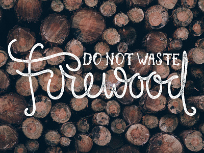 Do not waste firewood firewood handlettering lettering ligature pile quote season sketch swoosh wood