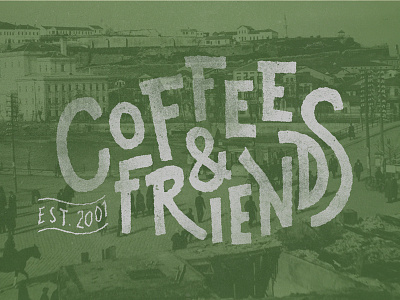 Coffee & Friends vintage coffee handdrawn illustration lettering poster retro vintage