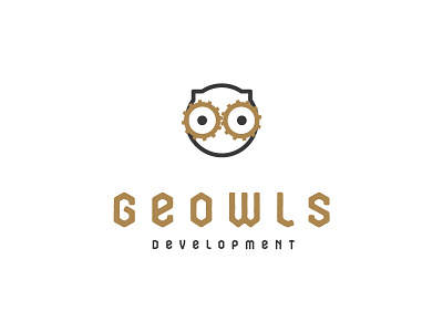 Geowls logo cogs development logo minimal owl smart software